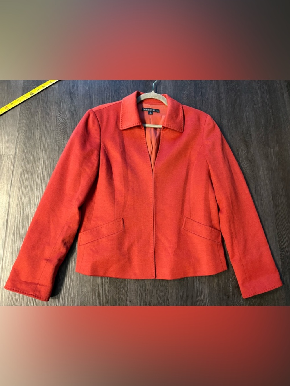 Lafayette 148 Red/ Orange Wool & Angora Blazer Sz 10